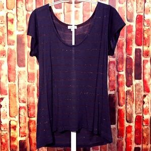 SPLENDID - navy/maroon scoop neck top
